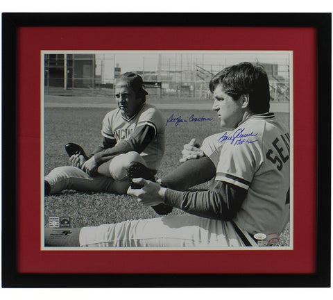 Tom Seaver Signed Cincinnati Reds Framed 16x20 Black & White MLB Photo - 2 Insc