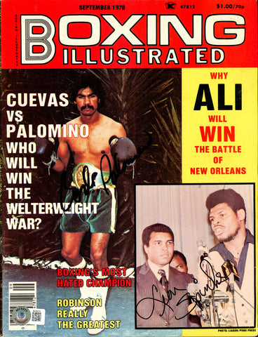 Carlos Palomino & Leon Spinks Autographed Boxing Illustrated Magazine Beckett