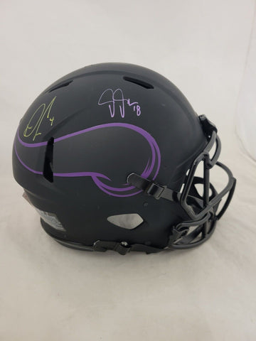 JUSTIN JEFFERSON & DALVIN COOK SIGNED VIKINGS ECLIPSE SPEED AUTHENTIC HELMET BAS