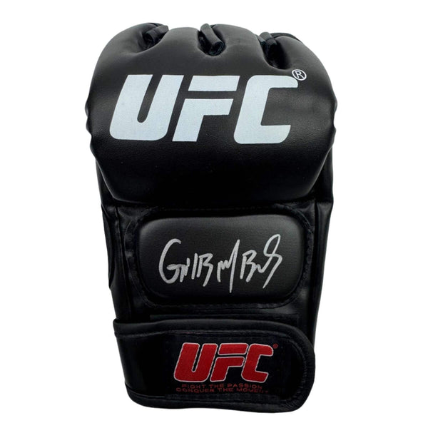 Autographed/Signed Gilbert Burns UFC MMA Black Fighting Glove Beckett BAS COA