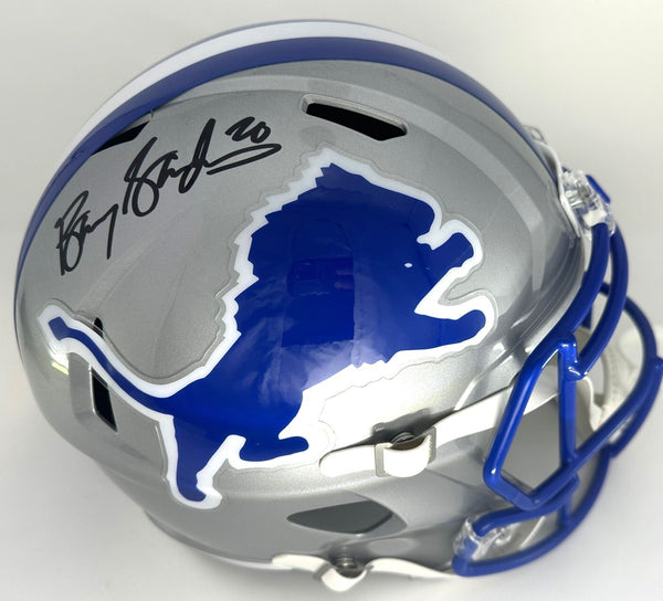 Lions BARRY SANDERS Signed Full Size Riddell Replica Speed Helmet AUTO - JSA