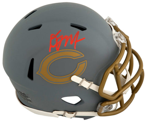 D.J. (DJ) Moore Signed Bears SLATE Riddell Speed Mini Helmet - (SCHWARTZ COA)