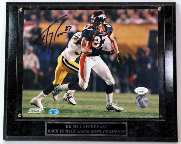 Ed McCaffrey Autographed 8x10 Photo with Plaque JSA COA