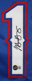 Michael Young Signed Texas Rangers Blue Jersey (Beckett) 7xAll Star Shortstop