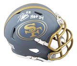 49ers Patrick Willis "HOF 24" Signed Slate Speed Mini Helmet W/ Case BAS Witness
