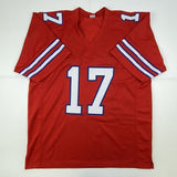 Autographed/Signed Josh Allen Buffalo Red Football Jersey Beckett BAS COA