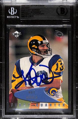 Kurt Warner Signed 1999 Edge Odyssey #123 Trading Card Beckett 43901