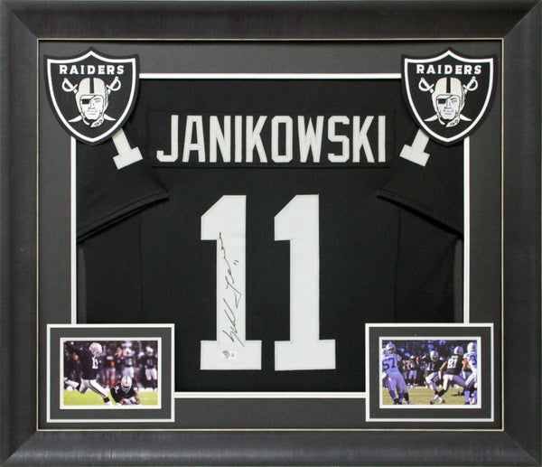 Sebastian Janikowski Authentic Signed Black Pro Style Framed Jersey BAS Witness