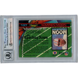 Warren Moon Autographed 1991 Topps Stadium Club 137 HOF Slab Card Beckett 50611