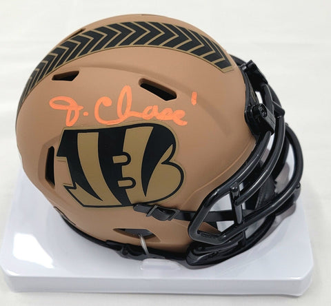 Ja'Marr Chase Signed Bengals 2023 Salute To Service Mini Helmet Beckett