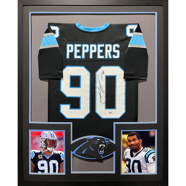 Julius Peppers Black Autographed Signed Framed Panthers Jersey SCHWARTZ