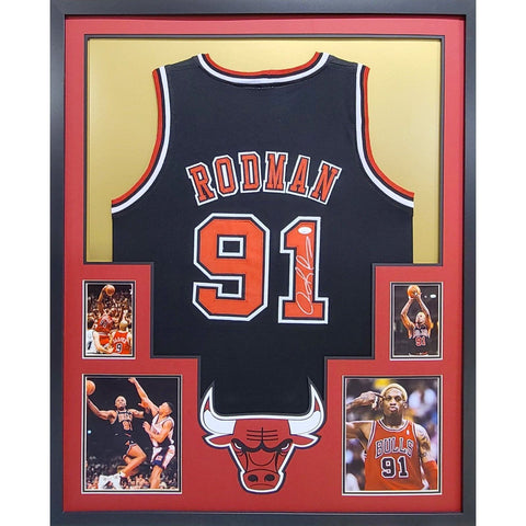 Dennis Rodman Autographed Framed Chicago Bulls Jersey