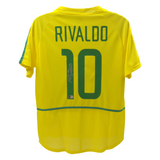 Rivaldo Signed Brazil FC Home Soccer Jersey #10 with Beckett Witness