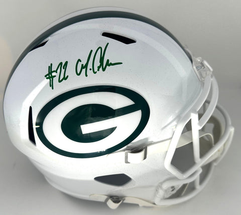 Packers MATTHEW GOLDEN Signed Full Size Alternate WHITE Replica Helmet AUTO BAS