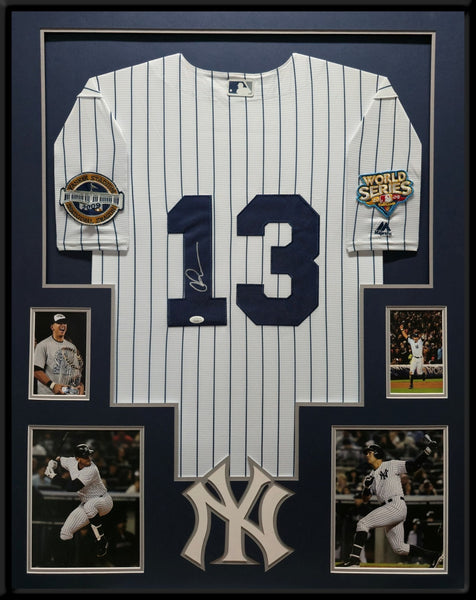 FRAMED SUEDE ALEX RODRIGUEZ AUTOGRAPHED SIGNED NEW YORK YANKEES JERSEY JSA COA