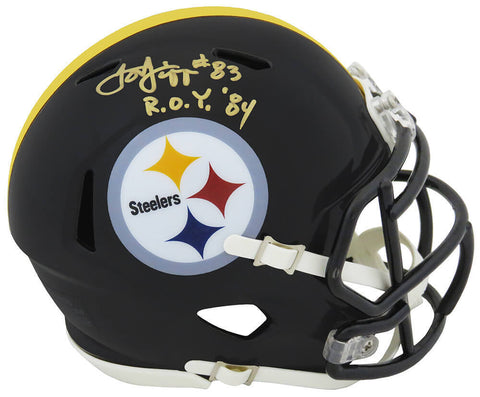 Louis Lipps Signed Steelers Riddell Speed Mini Helmet w/ROY (White Ink) (SS COA)
