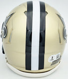 ALVIN KAMARA AUTOGRAPHED SAINTS GOLD SPEED MINI HELMET BECKETT WITNESS 224824