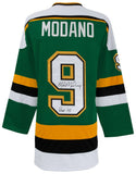 Mike Modano Signed Green Custom Hockey Jersey w/HOF'14 - (SCHWARTZ SPORTS COA)