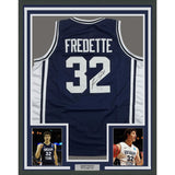 Framed Autographed/Signed Jimmer Fredette 35x39 BYU Blue Jersey JSA COA