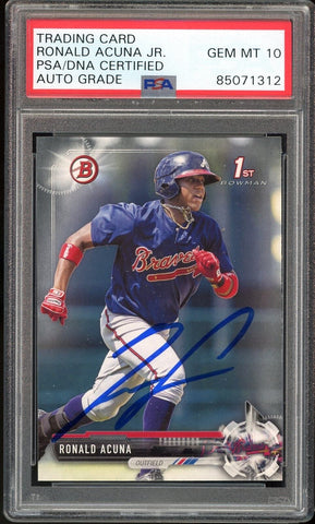 2017 Bowman Prospects #BP127 Ronald Acuna Jr. RC Rookie PSA/DNA Auto GEM MINT 10