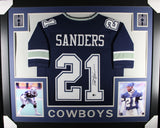Deion Sanders Autographed Pro Style Sz XL Blue Framed Jersey 35x43 Beckett 57309