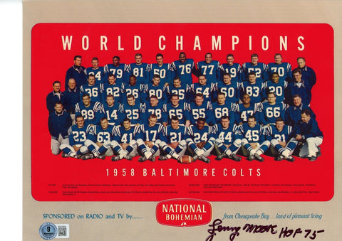 Lenny Moore Autographed/Signed Baltimore Colts 9x11Photo Beckett 57471