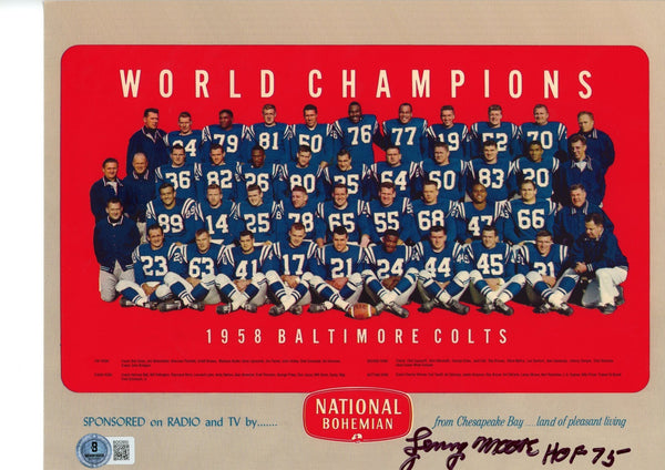 Lenny Moore Autographed/Signed Baltimore Colts 9x11Photo Beckett 57471