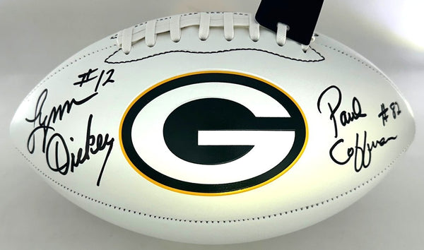 Packers LYNN DICKEY PAUL COFFMAN Signed White Panel Green Bay LOGO Football AUTO