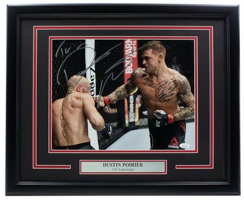 Dustin Poirier Signed Framed UFC 11x14 McGregor Photo The Diamond + X Insc. JSA