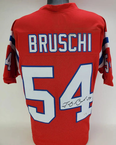 Tedy Bruschi Signed New England Patriots Jersey (Beckett) 3xSuper Bowl Champions