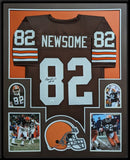 FRAMED CLEVELAND BROWNS OZZIE NEWSOME AUTOGRAPHED INSCRIBED JERSEY JSA COA