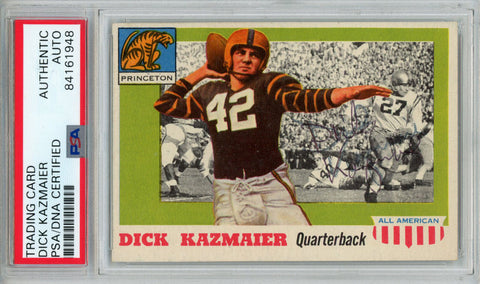 Dick Kazmaier Signed 1955 Topps All American #23 Trading Card PSA Slab 43697