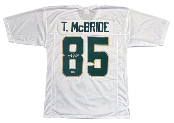 TREY McBRIDE AUTOGRAPHED COLORADO STATE RAMS #85 WHITE JERSEY BECKETT