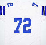 Ed Too Tall Jones Autographed White Pro Style Jersey w/SB Champs- Beckett W Holo