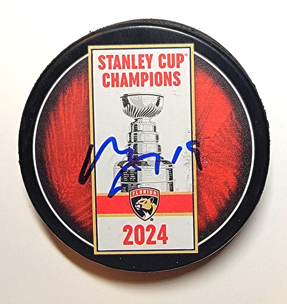 Matthew Tkachuk Signed Florida Panthers 2024 Stanley Cup Champions Banner Puck