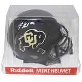 Travis Hunter Signed Colorado Buffaloes Black Mini Helmet Beckett Witness 53350