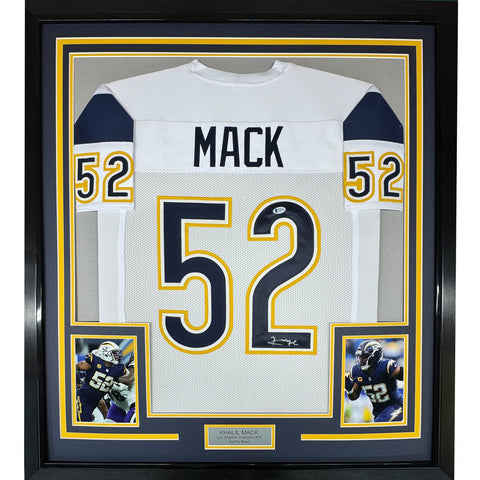 Framed Autographed/Signed Khalil Mack 35x39 Los Angeles LA White Jersey COA