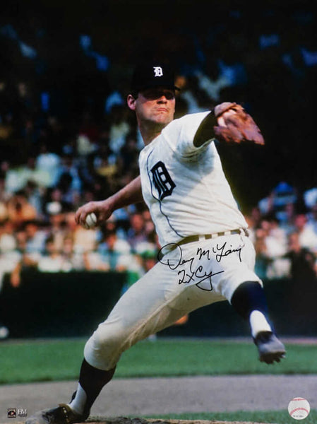 Denny McLain Signed Tigers White Jersey Pitching Action 16x20 w/2x CY - (SS COA)