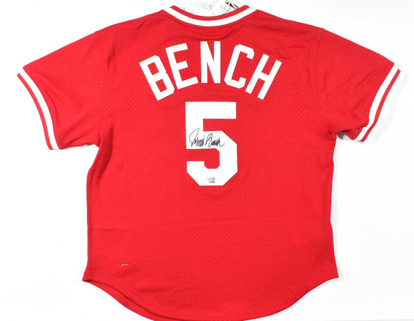Johnny Bench Autographed Cincinnati Reds Mitchell & Ness Jersey - Fanatics