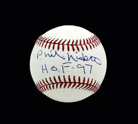 Phil Niekro Signed Atlanta Braves Rawlings OML White Baseball w - "HOF 97" Insc