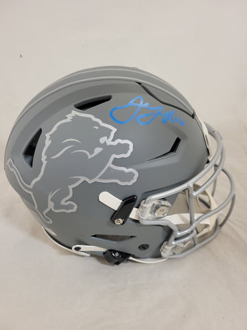 JARED GOFF SIGNED DETROIT LIONS F/S SLATE SPEEDFLEX AUTHENTIC HELMET FANATICS QR