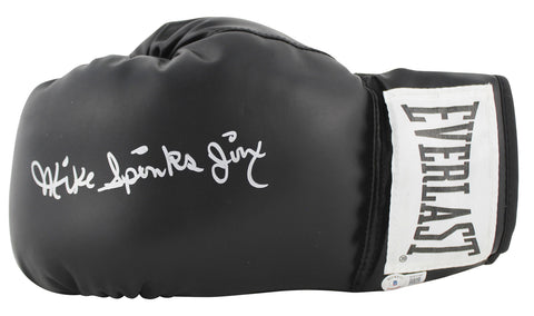 Michael Spinks Authentic Signed Left Hand Black Everlast Boxing Glove BAS Wit