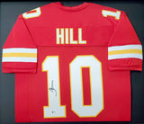 KANSAS CITY CHIEFS TYREEK HILL AUTOGRAPHED FRAMED RED JERSEY BECKETT BAS 191179