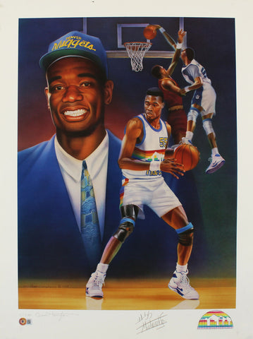 Nuggets Dikembe Mutumbo Signed 20x26.5 Lithograph LE #4/500 BAS #BJ06315