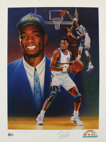 Nuggets Dikembe Mutumbo Signed 20x26.5 Lithograph LE #4/500 BAS #BJ06315