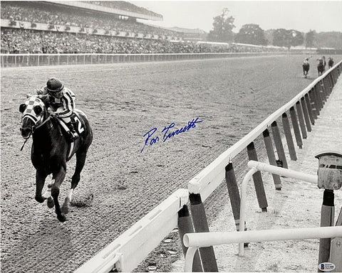 Ron Turcotte Signed 16x20 1973 Belmont Stakes Horse Racing Photo BAS Holo
