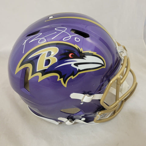 ROQUAN SMITH SIGNED RAVENS F/S FLASH SPEED AUTHENTIC HELMET BECKETT QR