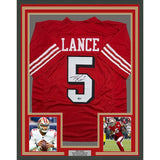 Framed Signed Trey Lance 35x39 San Francisco Red ALT Jersey Beckett BAS COA