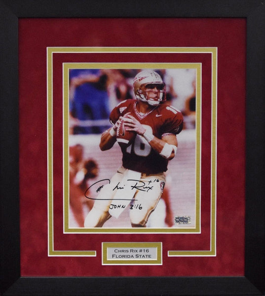 CHRIS RIX AUTOGRAPHED FLORIDA STATE SEMINOLES 8x10 FRAMED PHOTO COA