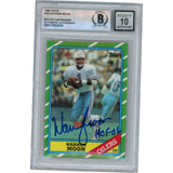 Warren Moon Autographed 1986 Topps #350 HOF Slabbed Trading Card Beckett 50643